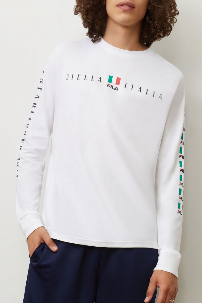 Fila T-Shirt Mens White Petrelli Long Sleeve - Ireland 48093-PBZH